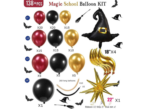 Zestaw balonów do girlandy balonowej Magiczna szkoła - 132 szt.