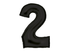 Balon foliowy satynowy cyfra 2 czarny - 86 cm - 1 szt.