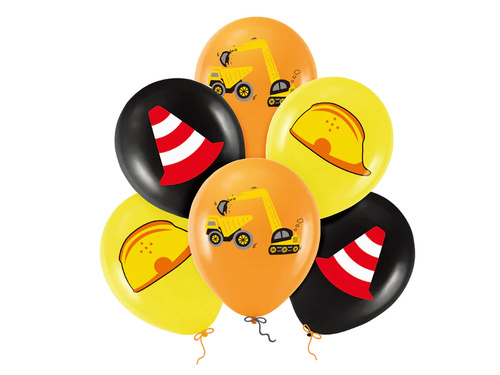 Balony lateksowe Roboty drogowe - 30 cm - 6 szt.