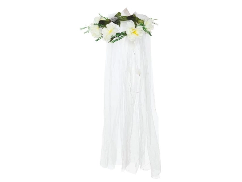 Wianek z kwiatami i welonem - 1 szt.