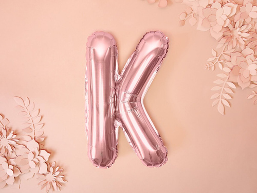 Balon foliowy litera "K" różowo-złota - 35 cm